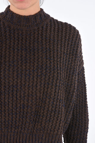 Crochet Asymmetrical Crew-Neck Sweater