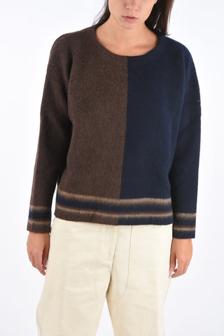 Color Block Virgin Wool Crewneck Sweater
