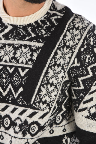 Wool Blouson Fit Fair Isle Sweater