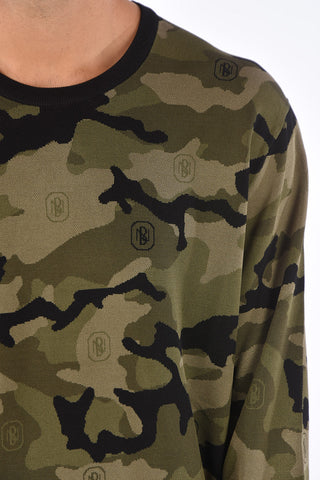 Maglia Girocollo loose Fit in Tessuto Monogram 