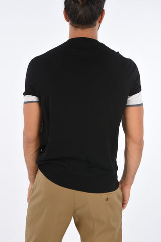 Maglia Girocollo con Maniche Corte a Contrasto