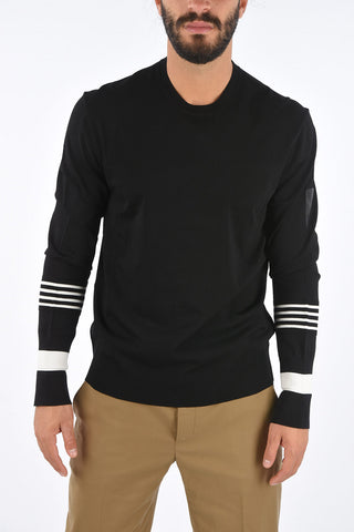 Maglia Girocollo Slim Wide Fit con Bande a Contrasto
