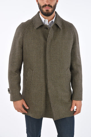 Cappotto in Lana Vergine District Check con Fodera Removibile