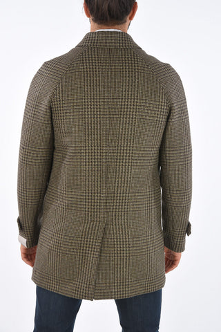 Cappotto in Lana Vergine District Check con Fodera Removibile