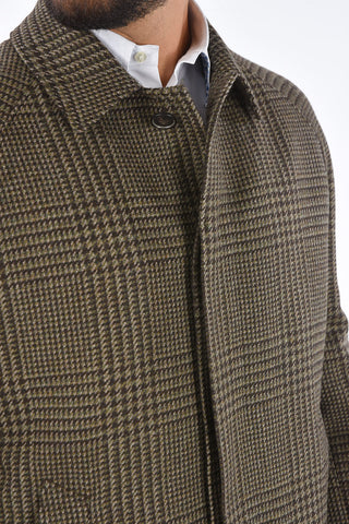 Cappotto in Lana Vergine District Check con Fodera Removibile