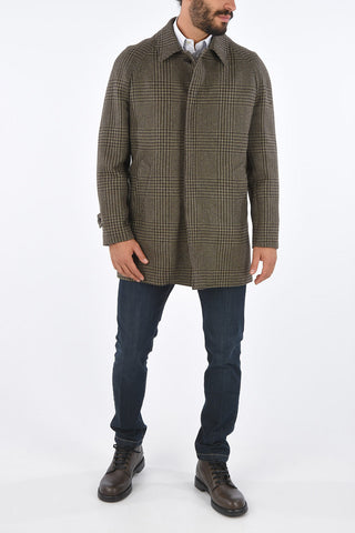 Cappotto in Lana Vergine District Check con Fodera Removibile