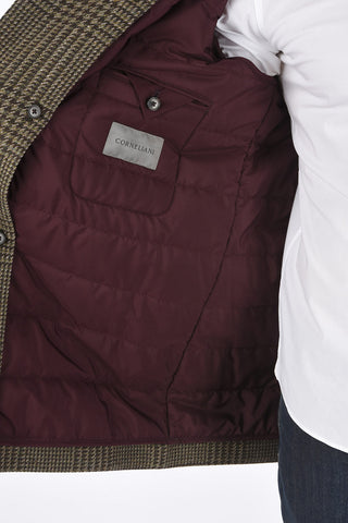 Cappotto in Lana Vergine District Check con Fodera Removibile