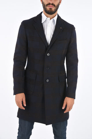 CC COLLECTION Tartan Wool Flap Pocket Coat