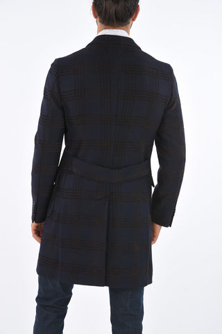 CC COLLECTION Tartan Wool Flap Pocket Coat