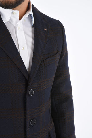CC COLLECTION Tartan Wool Flap Pocket Coat