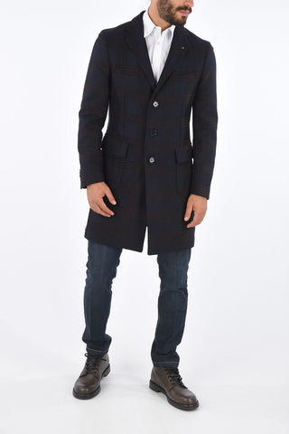 CC COLLECTION Tartan Wool Flap Pocket Coat