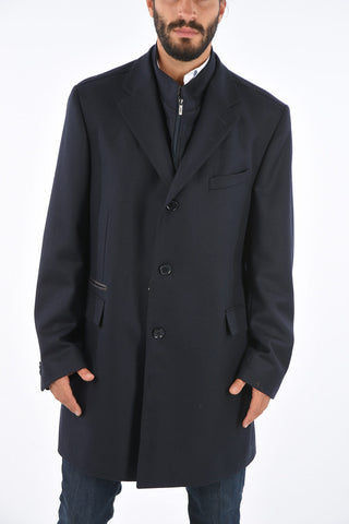 CC COLLECTION Cappotto in Lana Vergine con Girocollo Removibile