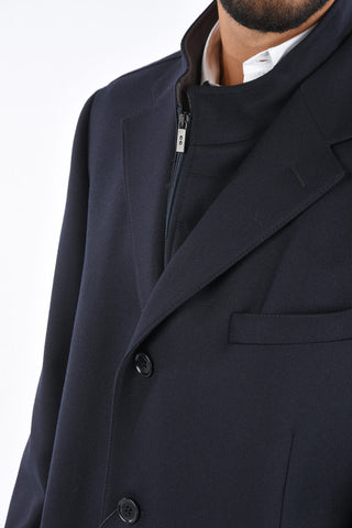 CC COLLECTION Cappotto in Lana Vergine con Girocollo Removibile
