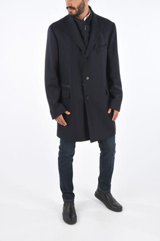 CC COLLECTION Cappotto in Lana Vergine con Girocollo Removibile