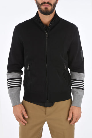 Felpa Full Zip Slim Fit con Maniche a Contrasto
