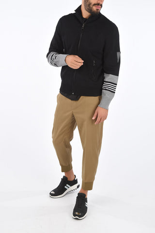 Felpa Full Zip Slim Fit con Maniche a Contrasto