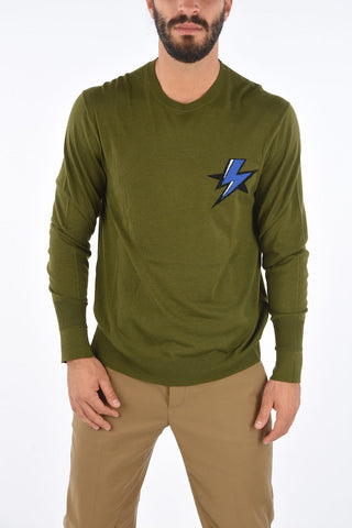 Maxi Logo Slim Wide Fit Crew-Neck Sweater