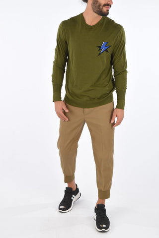 Maxi Logo Slim Wide Fit Crew-Neck Sweater
