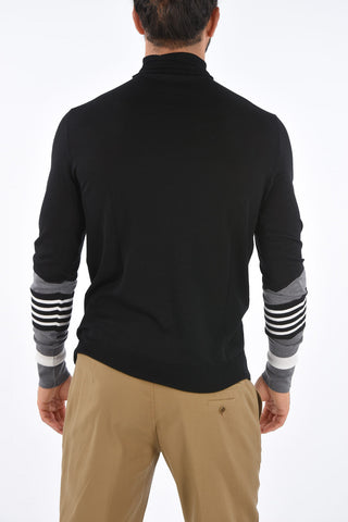 Contrast Sleeve Turtle-Neck Sweater