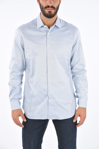Camicia Slim Fit con Stampa Occhio di Pernice 