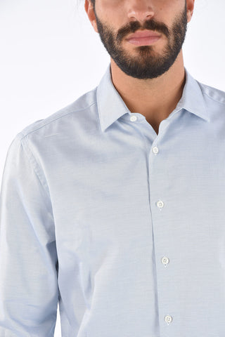 Camicia Slim Fit con Stampa Occhio di Pernice 