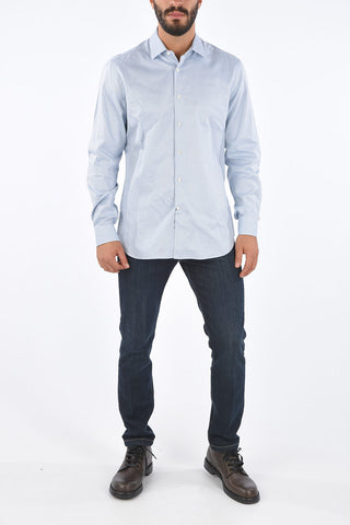 Camicia Slim Fit con Stampa Occhio di Pernice 