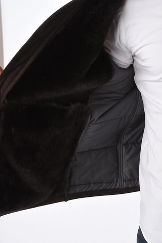 ID Giubbotto in Suede MER TEM con Interno in Shearling