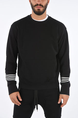 Contrast Detail Blouson Fit Crew-Neck Sweatshirt