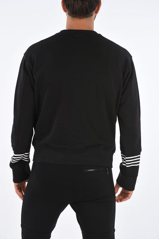 Contrast Detail Blouson Fit Crew-Neck Sweatshirt