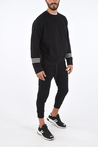 Contrast Detail Blouson Fit Crew-Neck Sweatshirt
