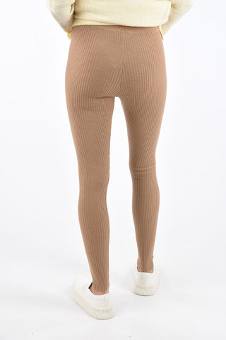 Ribbed Elastic Waist Band Leggings