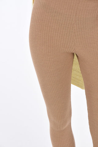 Ribbed Elastic Waist Band Leggings