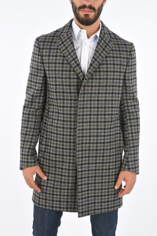 CC COLLECTION Tartan Virgin Wool Hidden Closure Coat