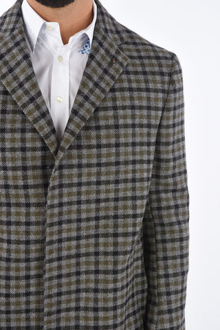 CC COLLECTION Tartan Virgin Wool Hidden Closure Coat
