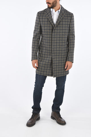 CC COLLECTION Tartan Virgin Wool Hidden Closure Coat