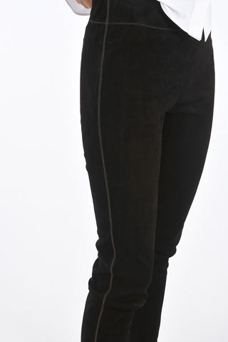 Suede Elastic Waist Band L-GLIDE Skinny Pants