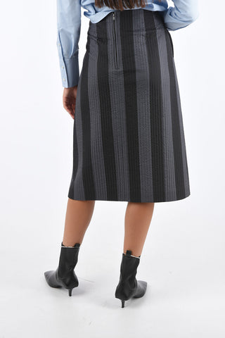 Striped Quilted Pencil Skirt