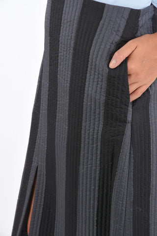Striped Quilted Pencil Skirt