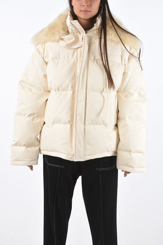 Down Jacket with Shearling Collar