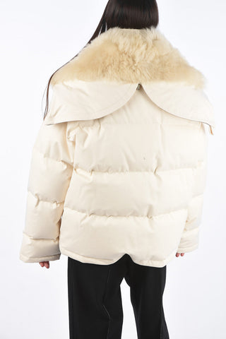 Down Jacket with Shearling Collar