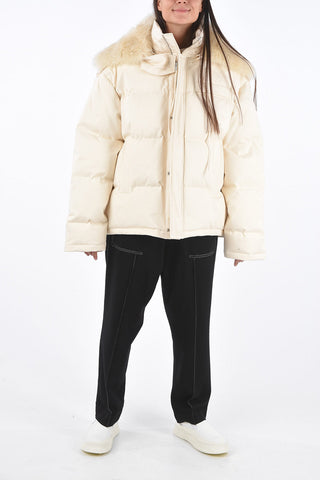 Down Jacket with Shearling Collar