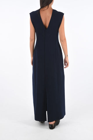 Virgin Wool Side Slit Bottom Midi Dress