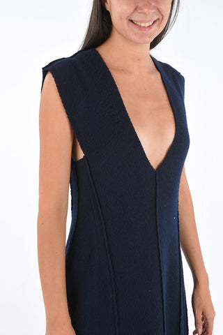 Virgin Wool Side Slit Bottom Midi Dress