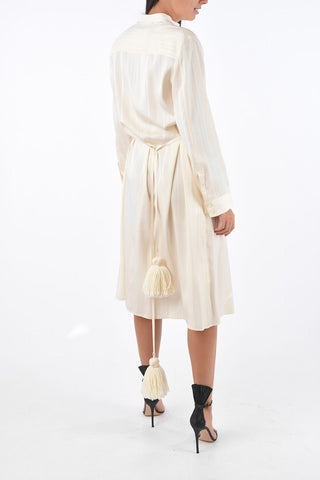 Silk Pajama Shirt Dress with Belt