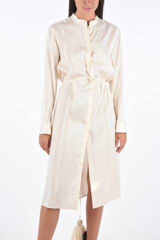 Silk Pajama Shirt Dress with Belt