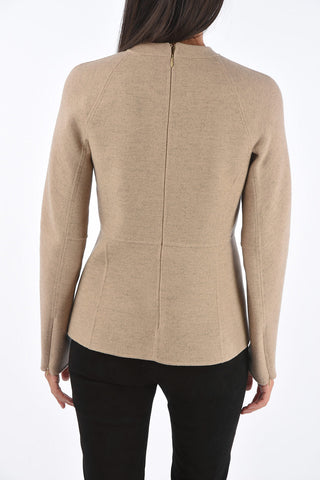 Blusa Girocollo LIVIA DB in Lana Vergine con Zip Sul Retro