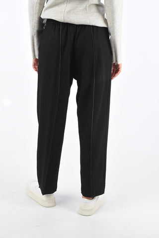 Pantaloni in Lana con Cuciture a Vista