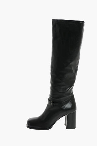 Over the Knee Leather Boots with Side Strap