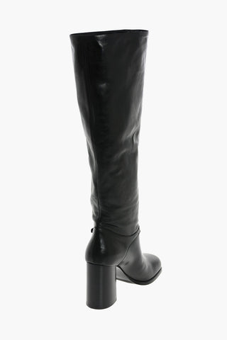 Over the Knee Leather Boots with Side Strap