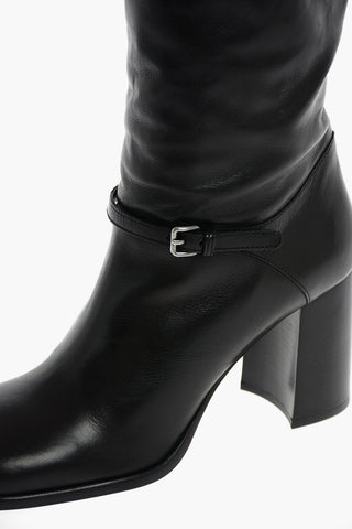Over the Knee Leather Boots with Side Strap